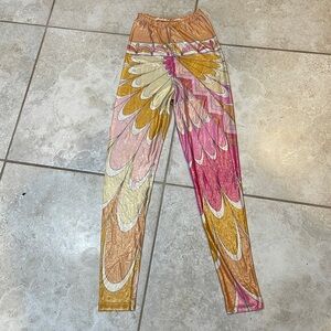 Rare! Vintage Early 90’s Emilio Pucci Shiny Psychadelic Print Leggings M